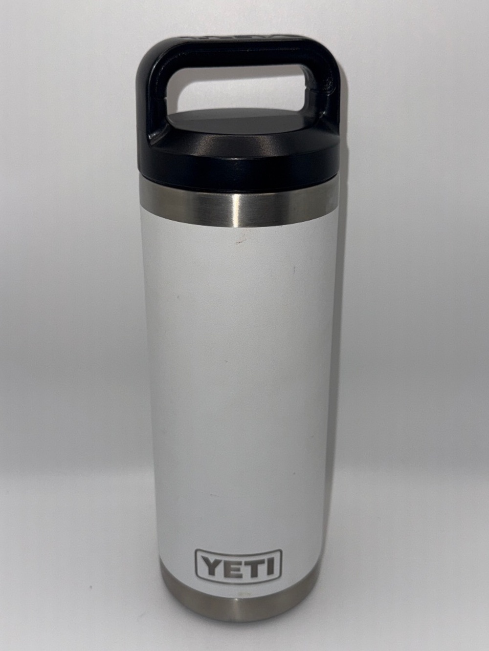 YETI Rambler 18 oz White Bottle Black TripleHaul Cap Stainless Steel